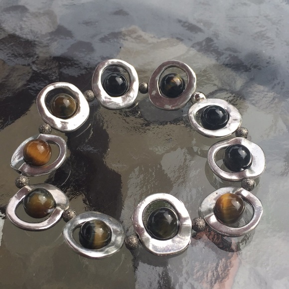 Blue Tigers Eye Beaded Bracelet 7.25-7.5” - Picture 3 of 4